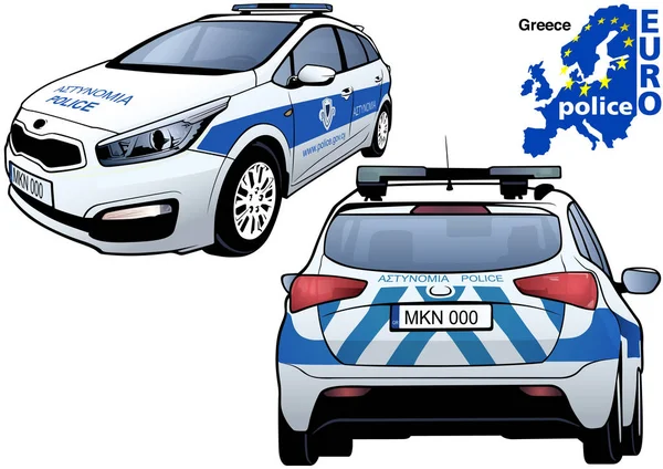 Griechisches Polizeiauto — Stockvektor