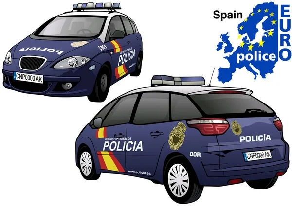 Espanha carro da polícia — Vetor de Stock