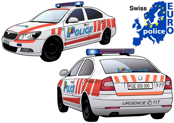 Schweizer Polizeiauto — Stockvektor