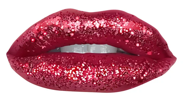 Красные губы с блестками — стоковый вектор