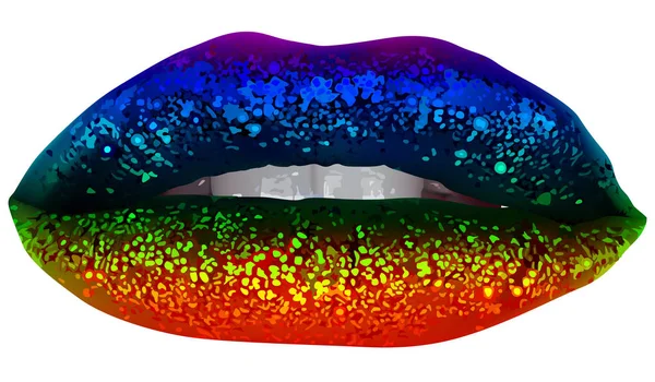 キラキラと虹党唇 — ストックベクタ