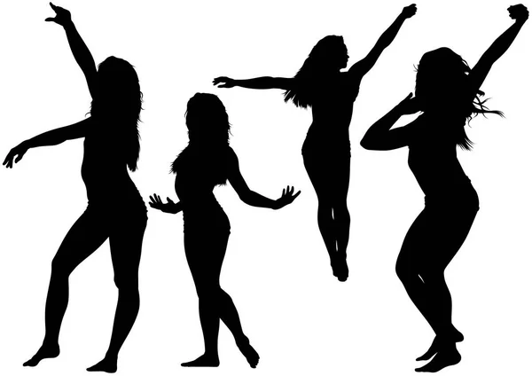 Silhouette danse jeune femme — Image vectorielle