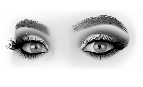Black and White Eyes Makeup — Stock Vector