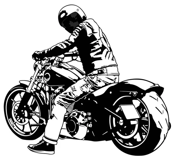 Harley Davidson und Fahrer — Stockvektor