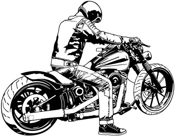 Harley Davidson und Fahrer — Stockvektor