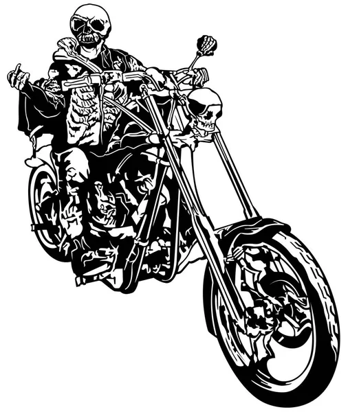 Skeleton Rider op Chopper — Stockvector