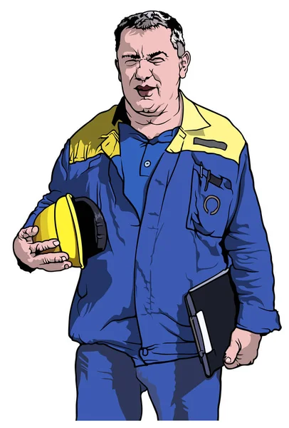 Worker in Blue Work Suit — Stock Vector
