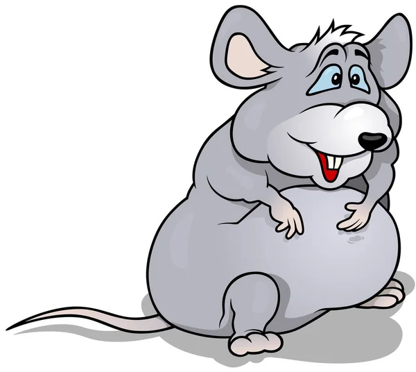 Gray Fatty Mouse — Stock Vector