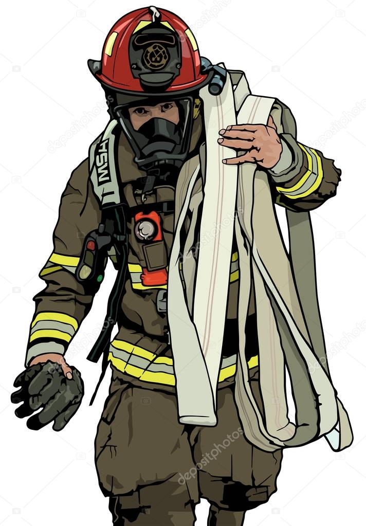 Firefighter With Fire Hose