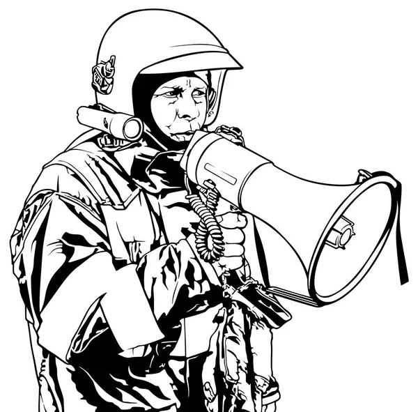 İtfaiyeci megafon ile