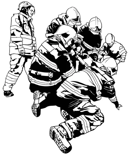 Πυροσβέστες και διασώστης — Διανυσματικό Αρχείο