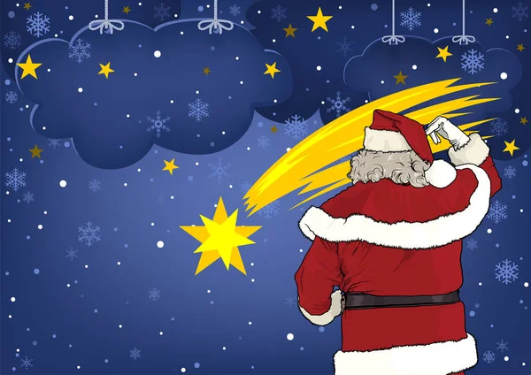 Santa Claus y Estrella de Navidad — Vector de stock