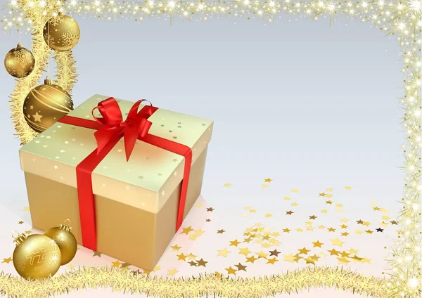 Kerstmis achtergrond met gouden ornamenten — Stockvector