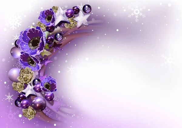 Purple Christmas Wreath Background — Stock Vector