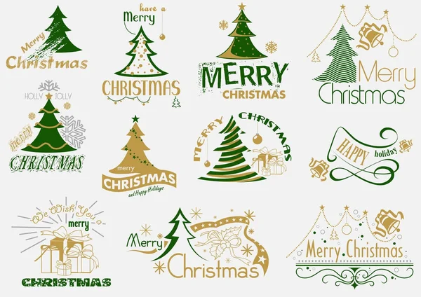 Merry Christmas Typography Set — Stock Vector