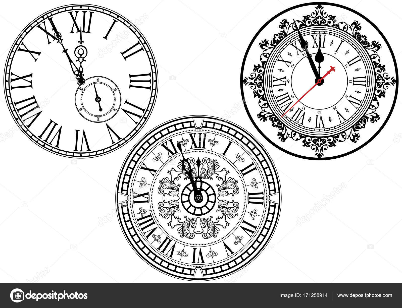 Clock Face Collection Stock Vector by ©dero2010 171258914, image size:1024x785