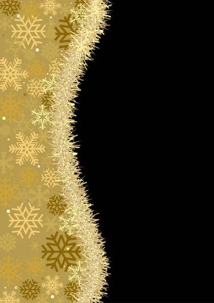 Weihnachten Hintergrund mit goldener Weihnachtskette und Schneeflocken — Stockvektor