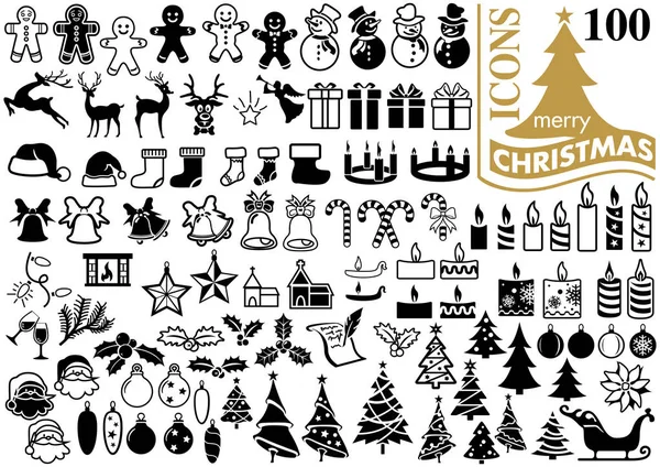 Set de 100 iconos navideños — Archivo Imágenes Vectoriales