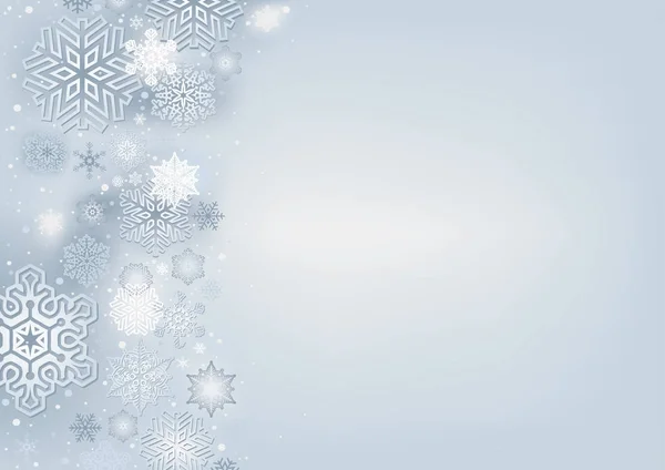 Fondo de invierno con copos de nieve — Vector de stock