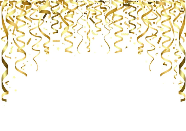Confettis et rubans dorés tombant — Image vectorielle