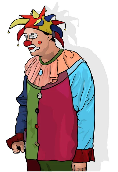 Party Clown Mit Buntem Hut Fröhliche Illustration Für Ihre Grafik — Stockvektor
