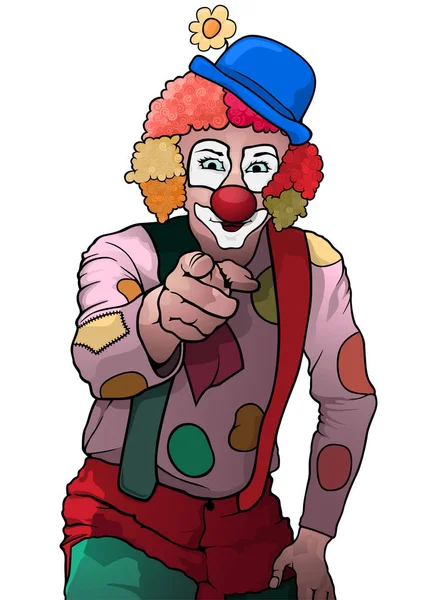 Vrolijke Kleurrijke Partij Clown Wijzen Grappig Illustratie Voor Grafische Vormgeving — Stockvector