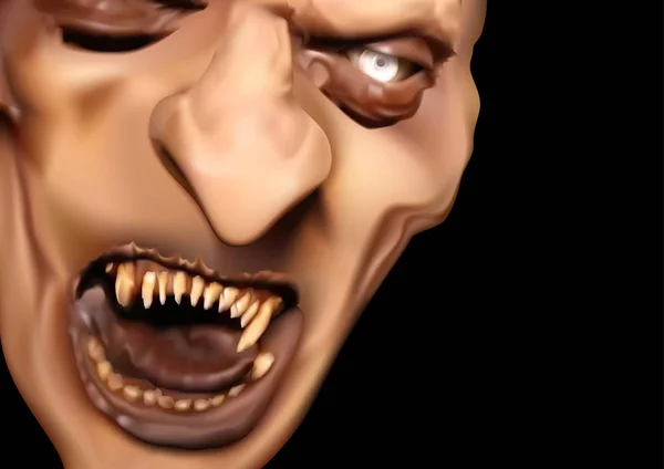 Satan Face Scary Teeth Horror Halloween Illustration Vector — Stock Vector