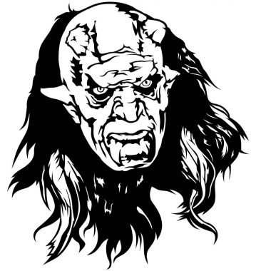 Şeytan Head - siyah ve beyaz şeytan illüstrasyon vektör