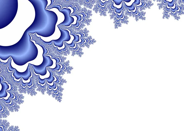 Modré Dekorativní Fraktální Ozdoby Bílém Pozadí Abstraktní Studené Zimy Grafický — Stock fotografie