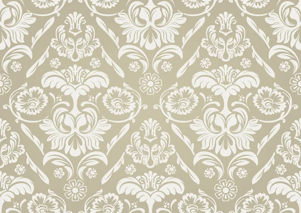 Wallpaper White Damask Pattern Repetitive Seamless Background Illustration Vector — Stock Vector