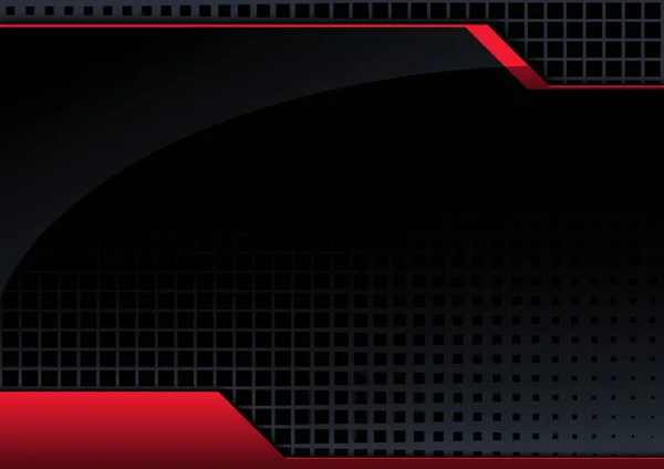 Zwarte Abstracte Technische Achtergrond Met Rode Lijnen Glanzend Oppervlak Moderne — Stockvector