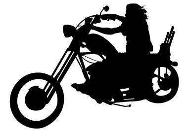 Helikopterdeki Siluetli Motosikletli - Motosikletli Siyah ve Beyaz Görüntü, Vektör