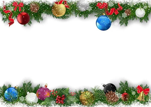 Fundo de Natal com galhos decorados —  Vetores de Stock