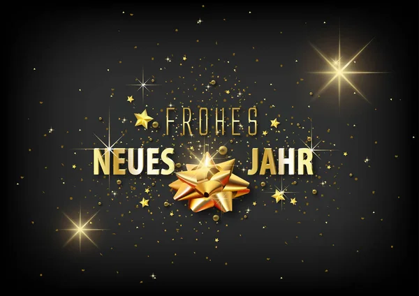 Luxus Glückwunschkarte Zum Neuen Jahr Mit Goldener Dekoration Auf Schwarzem — Stockvektor