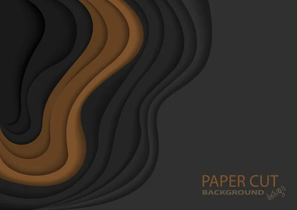 Černá Obálka Nebo Šablona Oznámení Abstraktními Vrstvami Papíru Grafické Znázornění — Stockový vektor