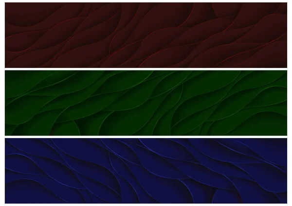 Zusammenstellung Abstrakter Banner Mit Ebenen Und Kanten Rotes Und Grünes — Stockvektor