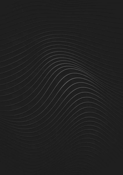 Lined Abstract Pattern Black Background Wave Effect Modern Graphic Illustration — 스톡 벡터