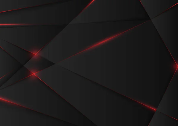 Black Abstract Background Geometric Pattern Glowing Edges Red Color Modern — 스톡 벡터