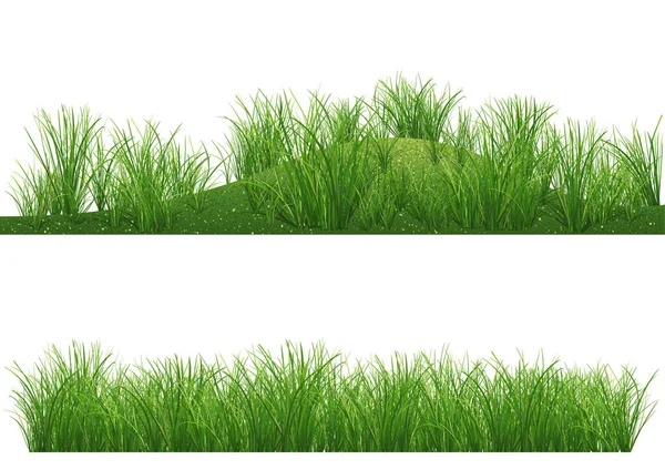 Set Van Twee Illustraties Met Gras Achtergrond Geïsoleerd Wit Gekleurde — Stockvector