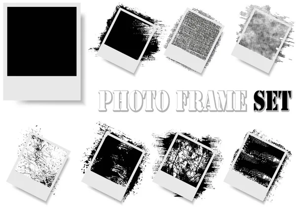 Photo Frame Texture Effects Izolowane Białym Tle Czarno Biała Ilustracja — Wektor stockowy