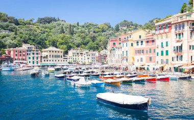 Portofino, İtalya - yaz 2016 - deniz manzarası