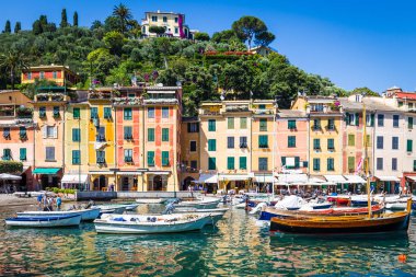 Portofino, İtalya - yaz 2016 - deniz manzarası