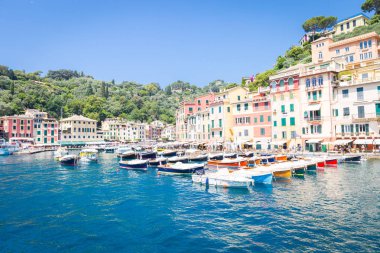 Portofino, İtalya - yaz 2016 - deniz manzarası