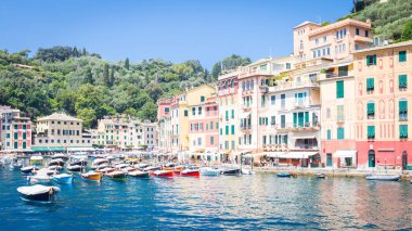 Portofino, İtalya - yaz 2016 - deniz manzarası