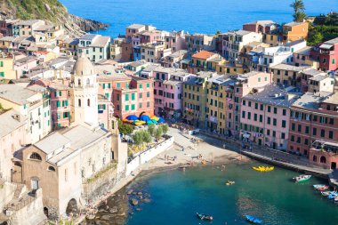 Vernazza Cinque Terre, İtalya - yaz 2016 - görünümünde Merhaba
