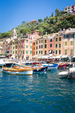 Portofino, İtalya - yaz 2016 - deniz manzarası
