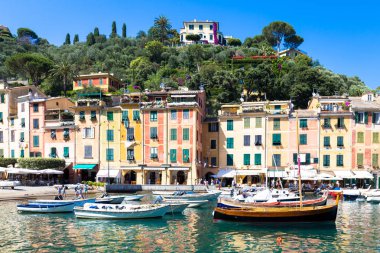 Portofino, İtalya - yaz 2016 - deniz manzarası