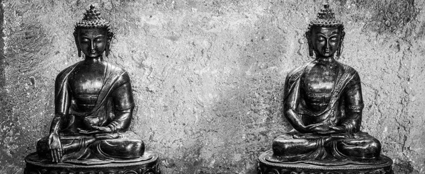 Meditující Buddha sochy pár — Stock fotografie
