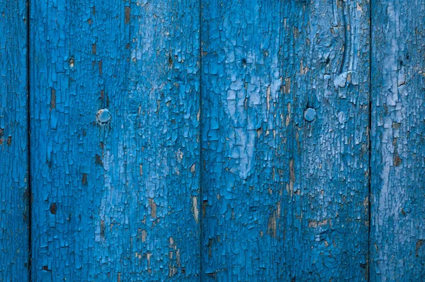 Alte blau bemalte Holzwand. — Stockfoto