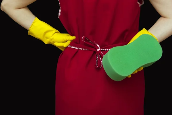 Female torso and red smock — Stock Photo, Image